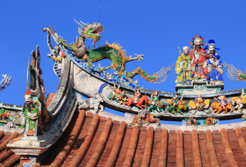 Intricate architectural details in Lukang