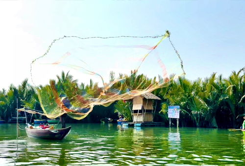 Bamboo Boat in Coconut Forest